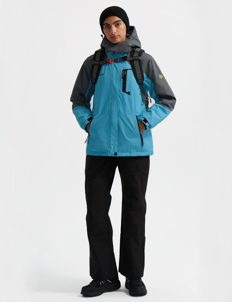 GEMYSE Women's Ski Snow Jacket Warm Winter Waterproof Coat Snowboard Rain Jacket Hooded Windproof Windbreakerï¼ˆAcid Blue,Smallï¼‰ - Image 5